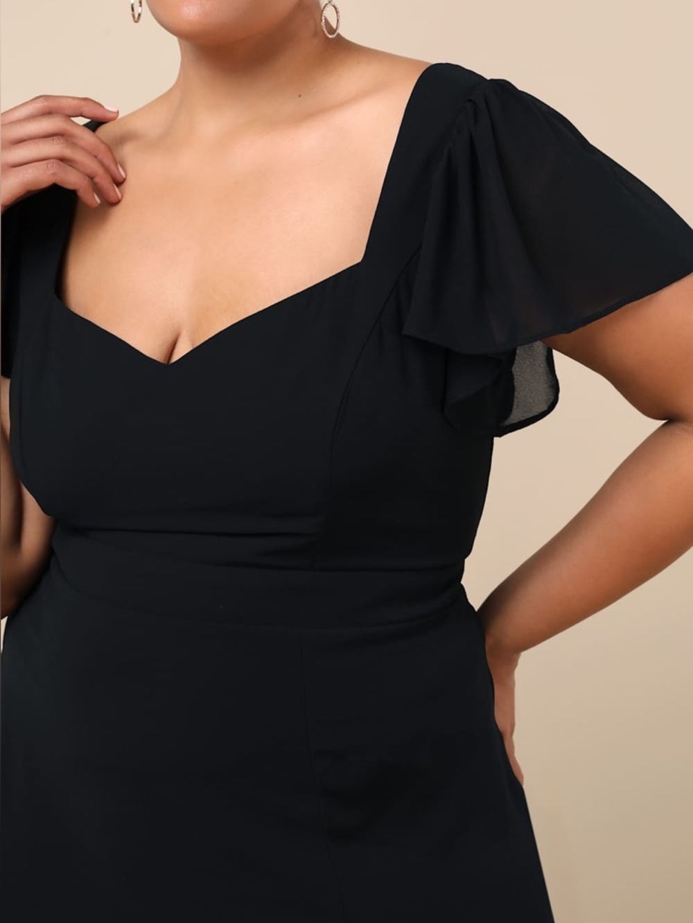 LULU'S Simply Delightful Black
Tie-Back Flutter Sleeve Maxi
Dress - Picture 4 of 12
